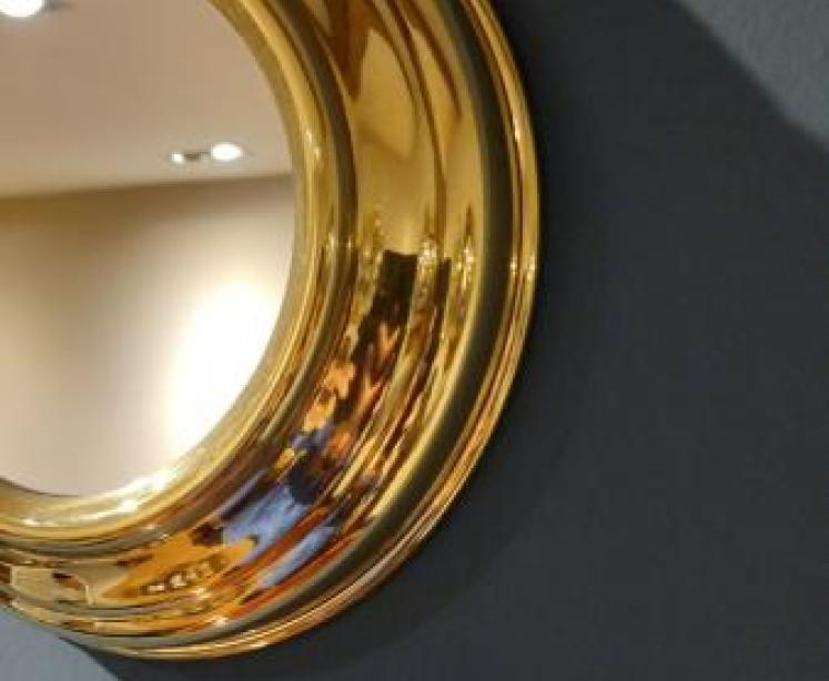 Stylish 1930's Brass Pocket Watch Style Wall Mirror - Image 3