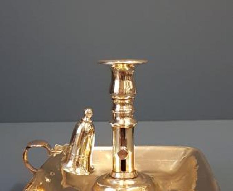 Matching Pair of Late George III Brass Chamber Sticks  - Image 4