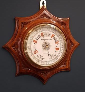Superb Carved Walnut Starburst Barometer