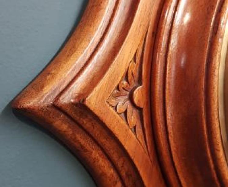 Superb Carved Walnut Starburst Barometer - Image 3
