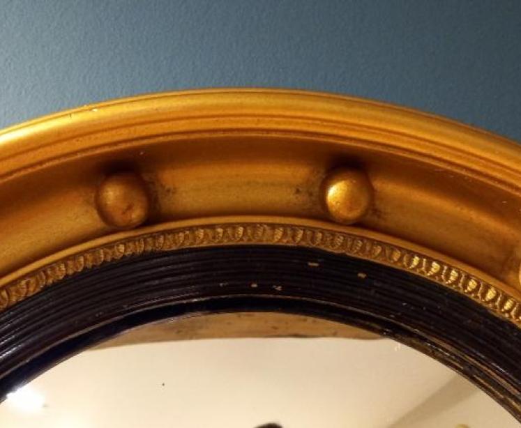 Edwardian Timber Gilt Convex Wall Mirror - Image 4