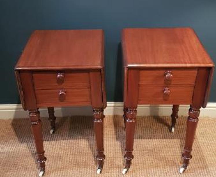 Matching Pair of Early Victorian Pembroke Bedside Cabinets - Image 2