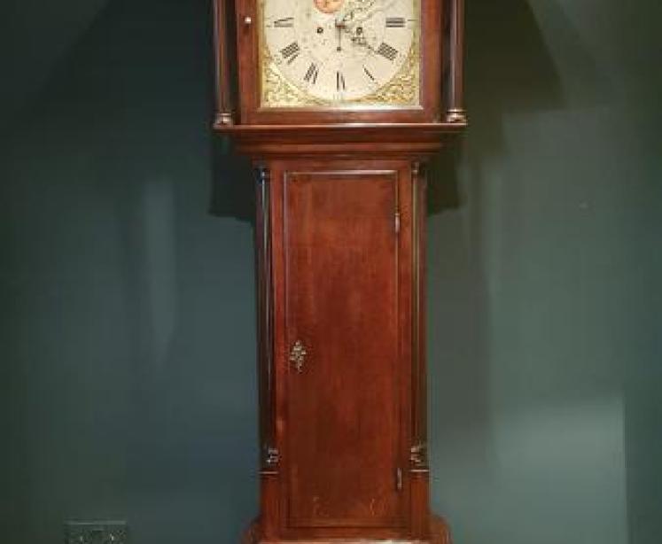 George III Oak 8 Day Moon Phases Longcase Clock - Image 1