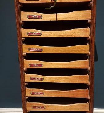 Edwardian Oak Tambour Front File Cabinet