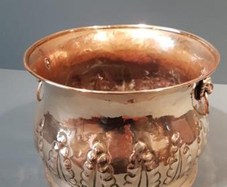 Victorian Embossed Brass Planter - Image 2