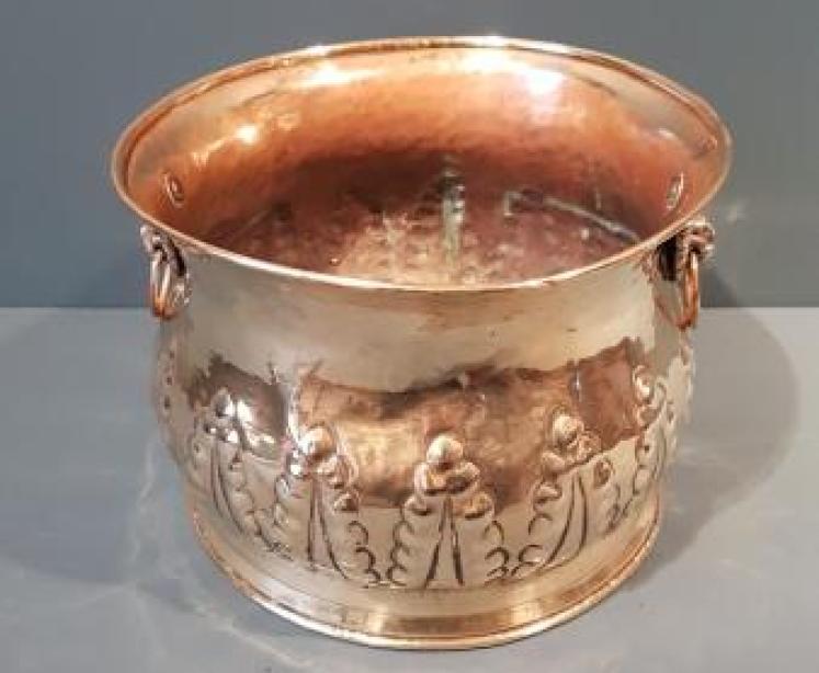 Victorian Embossed Brass Planter - Image 6