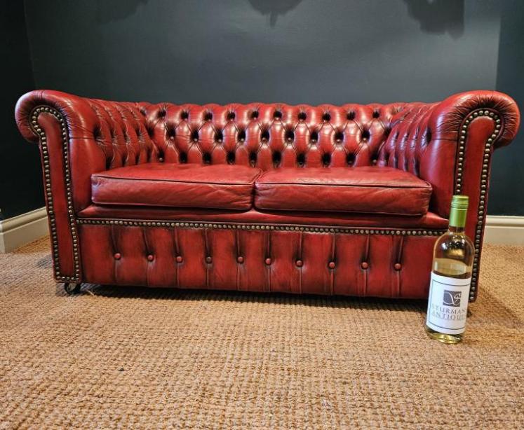 Unusual Miniature Red Leather Chesterfield Sofa - Image 6