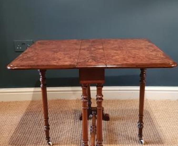 Victorian Burr Walnut Sutherland Table  - Image 2