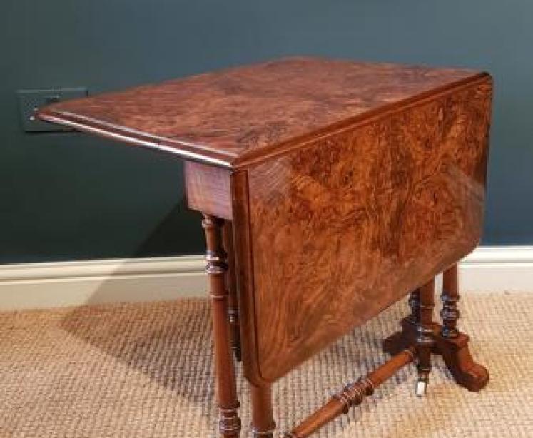 Victorian Burr Walnut Sutherland Table  - Image 3