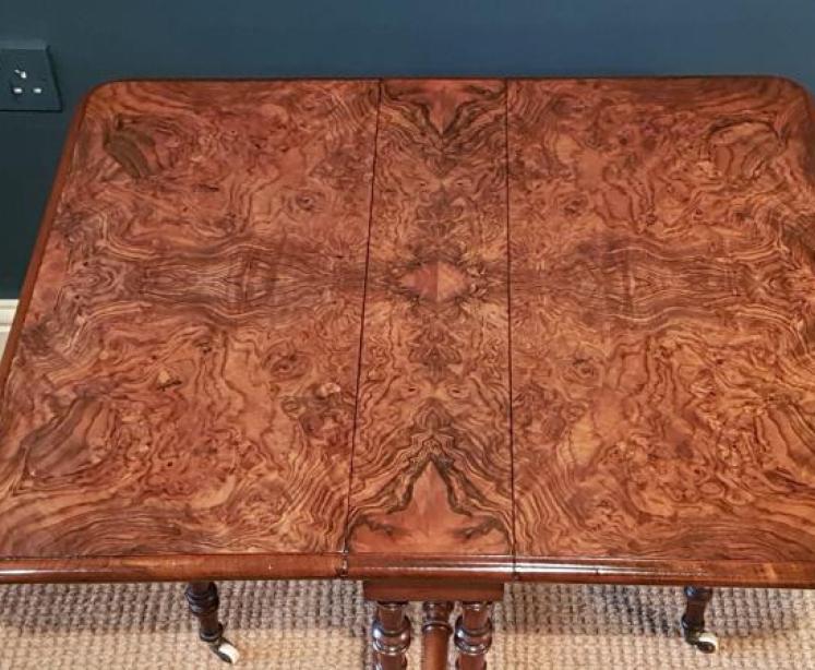 Victorian Burr Walnut Sutherland Table  - Image 6