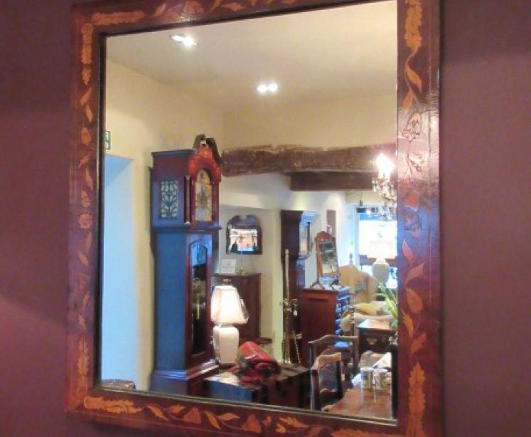 George III Period Walnut Marquerty Inlaid Wall Mirror - Image 1