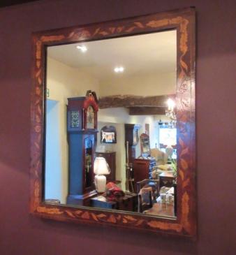 George III Period Walnut Marquerty Inlaid Wall Mirror