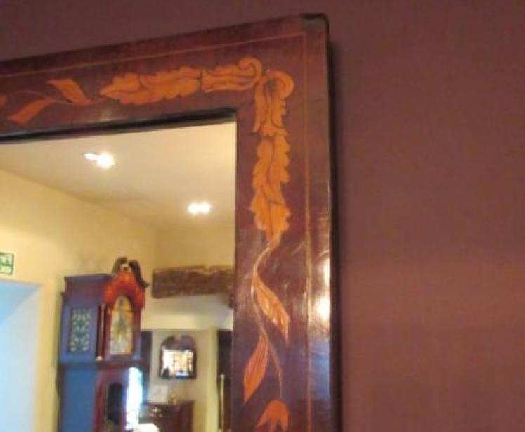 George III Period Walnut Marquerty Inlaid Wall Mirror - Image 2