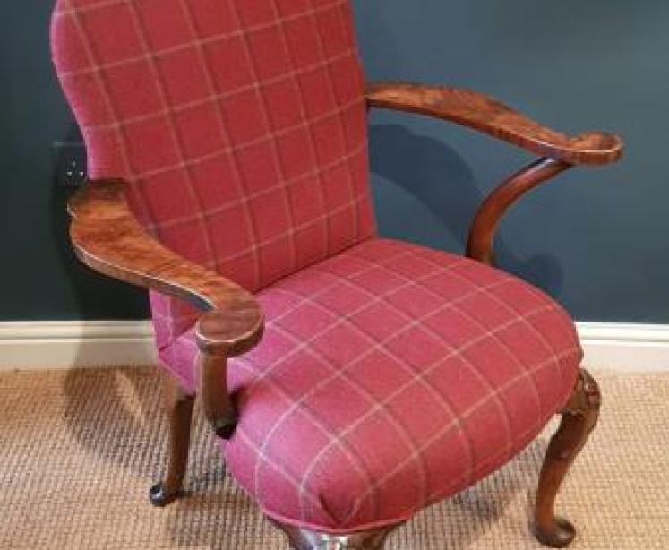 Edwardian Walnut Open Arm Chair - Image 1