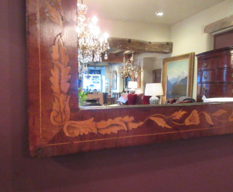 George III Period Walnut Marquerty Inlaid Wall Mirror - Image 3