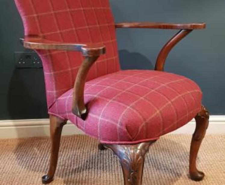 Edwardian Walnut Open Arm Chair - Image 5