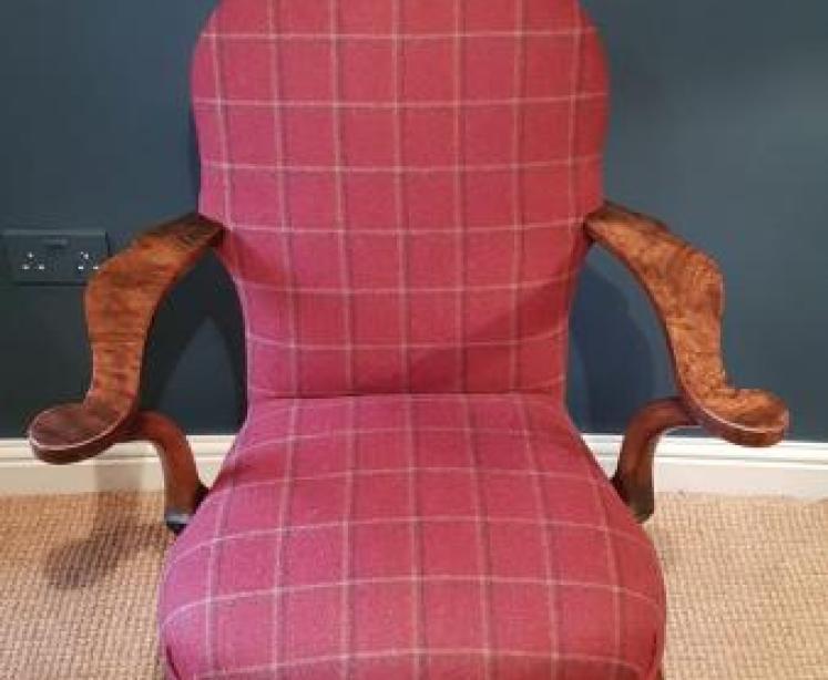 Edwardian Walnut Open Arm Chair - Image 6