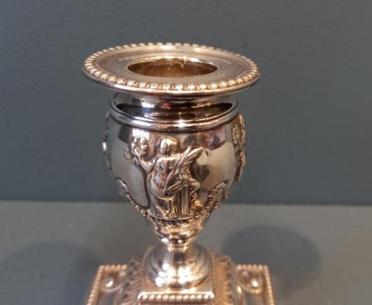 Matching Pair of Victorian Sheffield Silver Candlesticks - Image 3