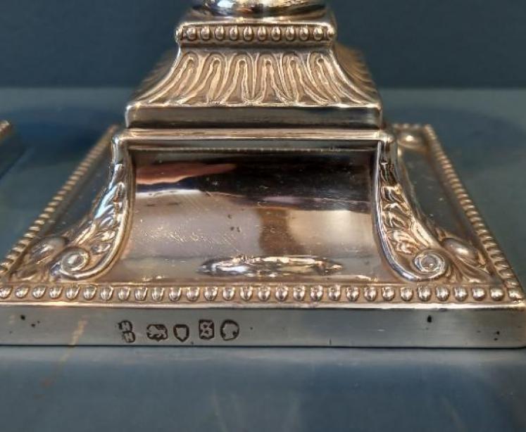 Matching Pair of Victorian Sheffield Silver Candlesticks - Image 4