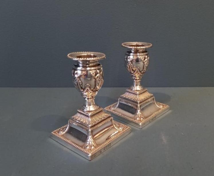 Matching Pair of Victorian Sheffield Silver Candlesticks - Image 7