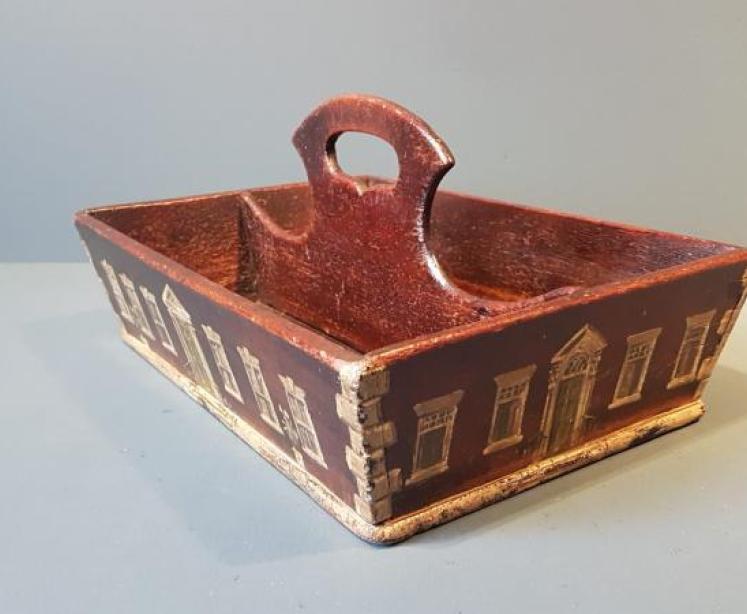 George III Oak Country House Cutlery Tray - Image 5