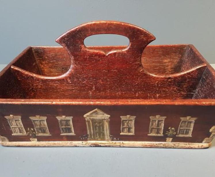 George III Oak Country House Cutlery Tray - Image 6