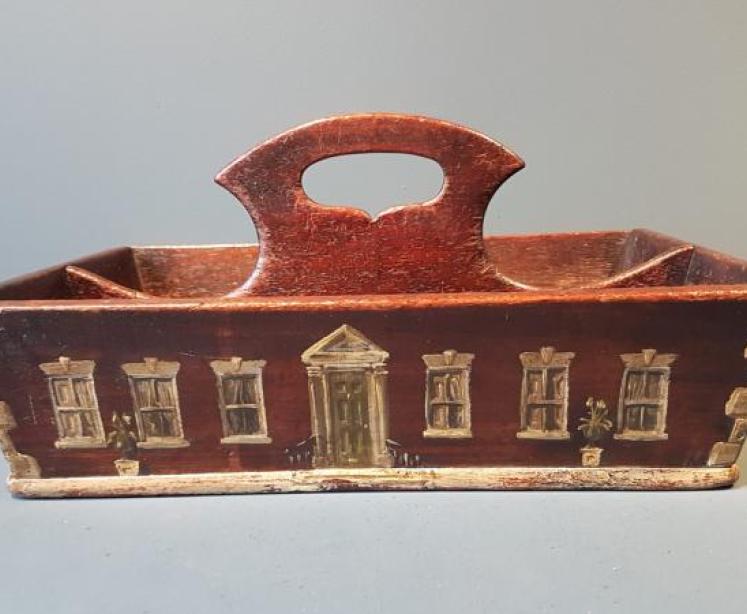 George III Oak Country House Cutlery Tray - Image 7