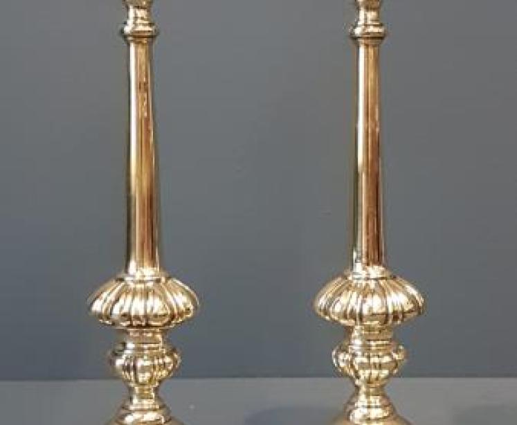 Pair William IV Cast Brass Candlesticks - Image 2