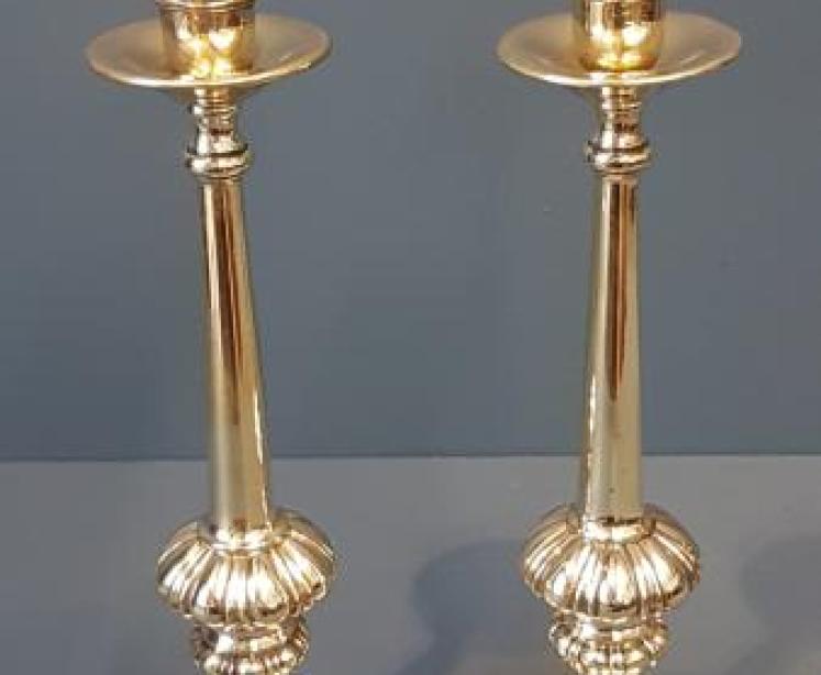 Pair William IV Cast Brass Candlesticks - Image 3