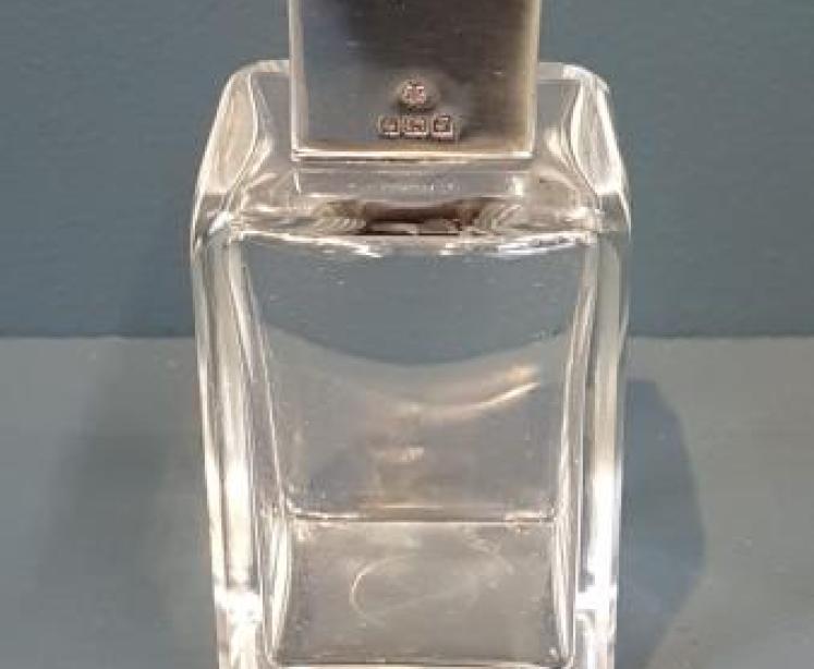 Silver and Enamel Cut Crystal Scent Bottle - Image 2