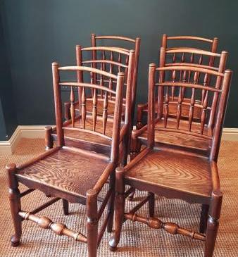 Set of 6 George III Ash and Elm Country Chairs
