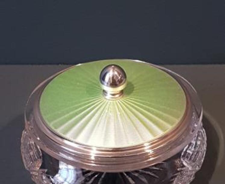 Silver and Engine Turned Enamel Table Jar - Image 5