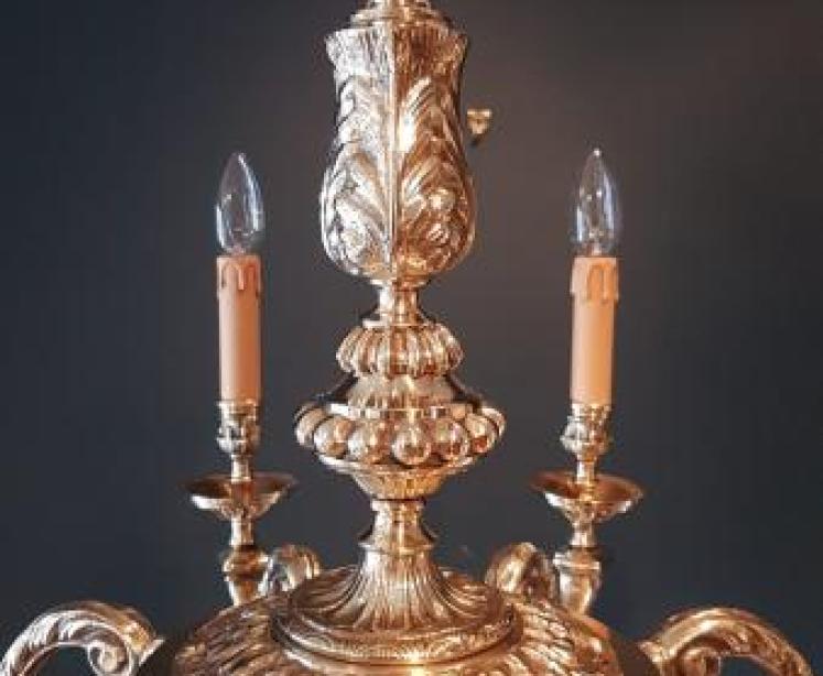 Impressive Edwardian Cast Brass Chandelier - Image 3
