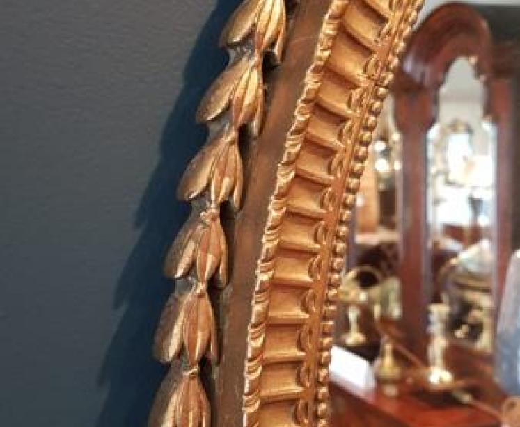 Victorian Oval Timber Gilt Mirror  - Image 4