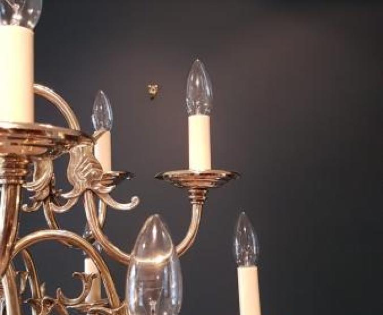 Edwardian Polished Brass Two Tier Chandelier  - Image 6