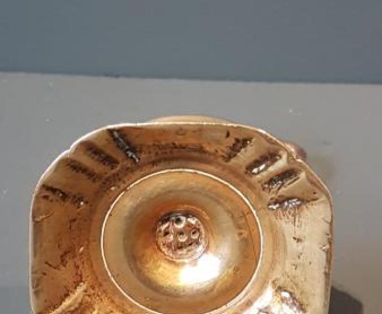 Rare George III Brass Candle Snuffers and Petal Base Stand  - Image 5