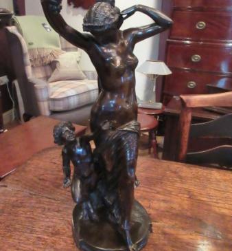 19th Century French Bronze Sculpture of Bacchante