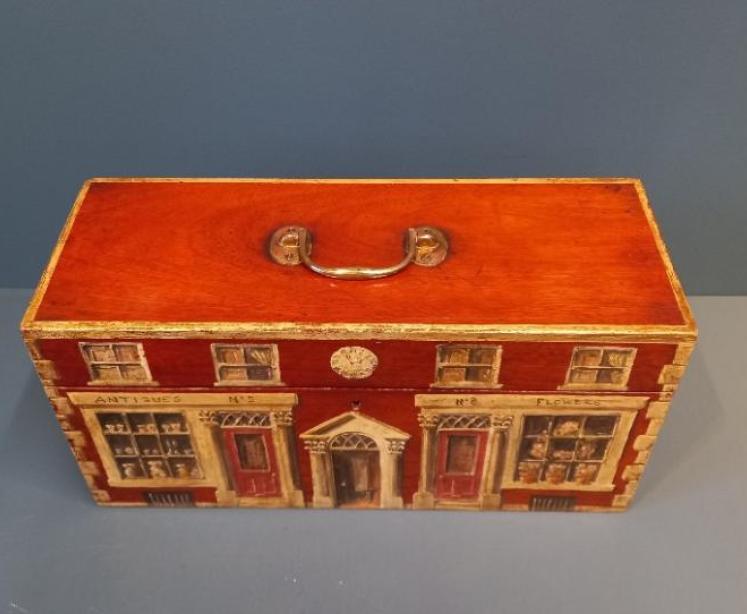 Early Victorian Mahogany Painted Campaign Box - Image 7