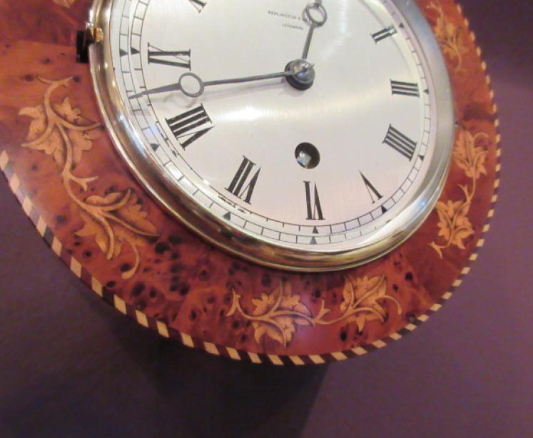 Fine 19th Century Burr Yew Inlaid Library Wall Clock - Image 4