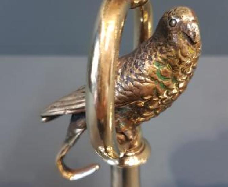Pair of Brass Candlesticks With Budgerigar  - Image 2