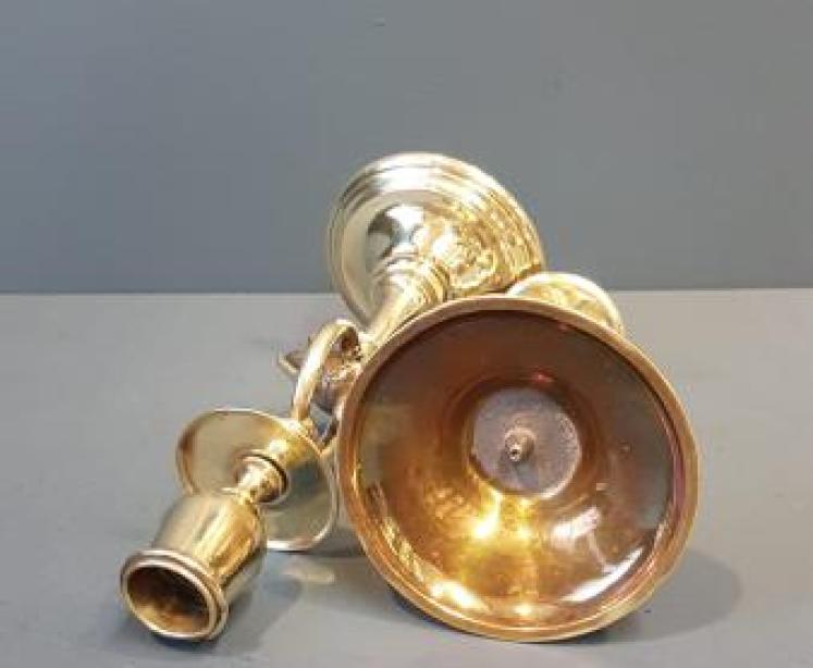 Pair of Brass Candlesticks With Budgerigar  - Image 5