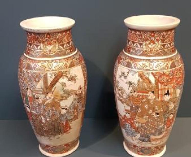 Impressive Pair of Large Victorian Satsuma Vases - Image 7