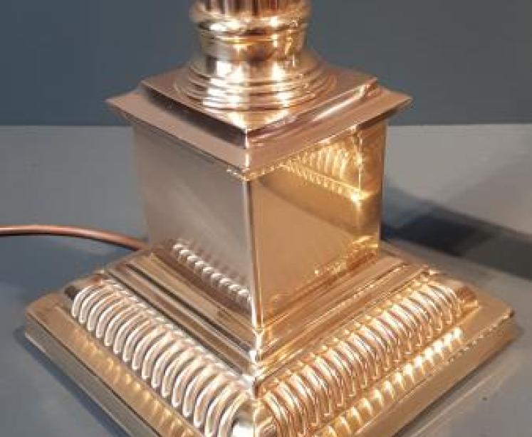 Matching Pair of Brass Corinthian Column Lamps - Image 5