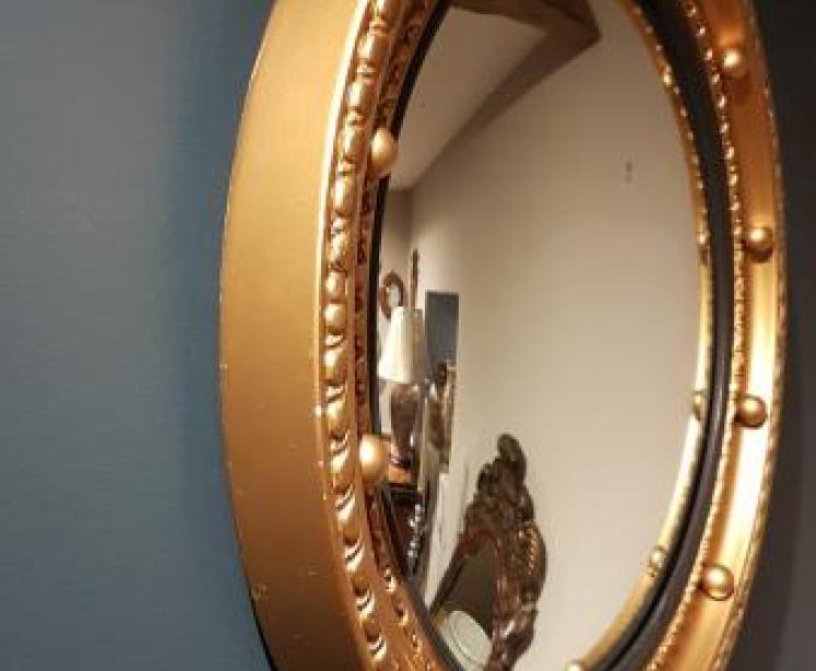 1920's Timber Gilt Convex Mirror  - Image 5