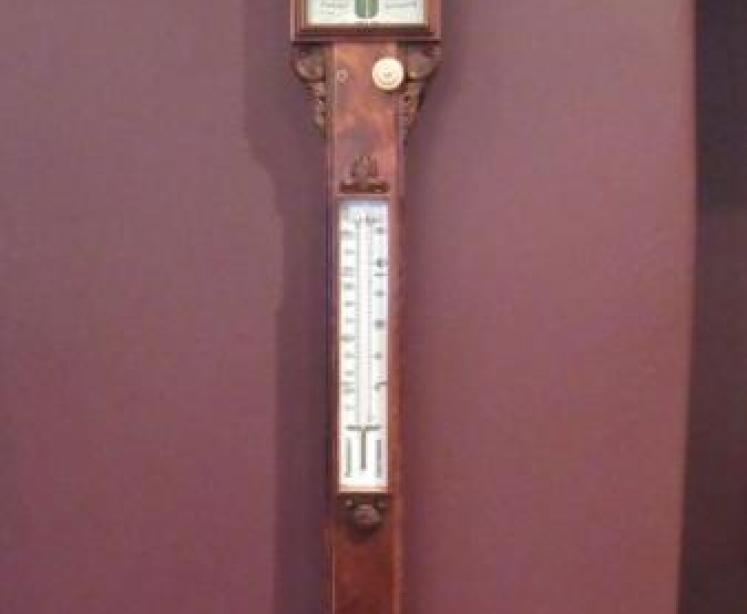 Mid Victorian Figured Walnut Newcastle Stick Barometer - Image 5