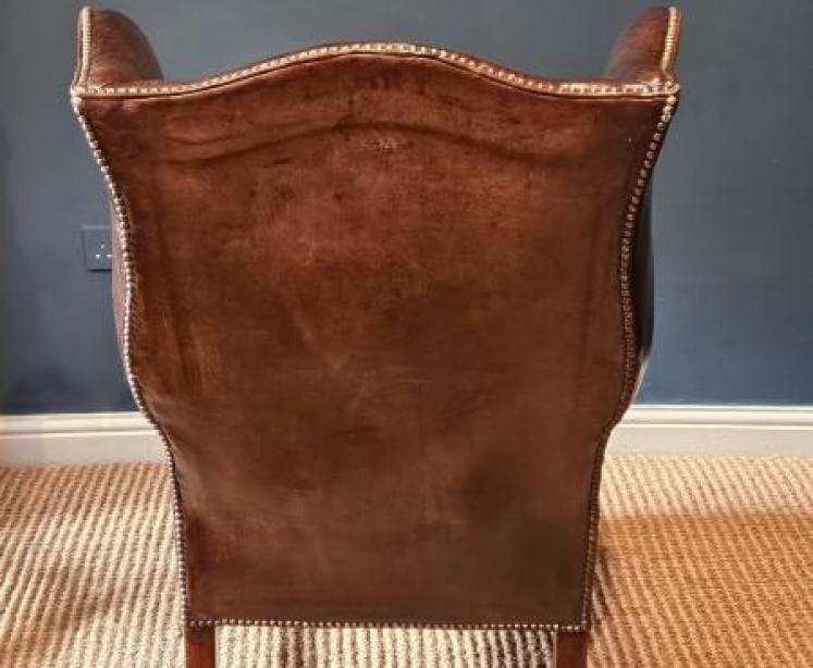 Edwardian Leather Wing Chair - Image 3