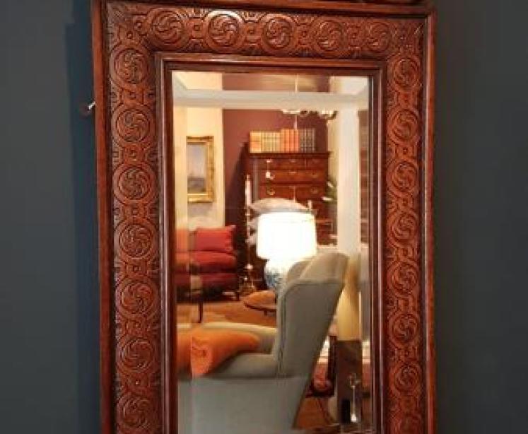 Victorian Carved Oak Mirror - Image 1