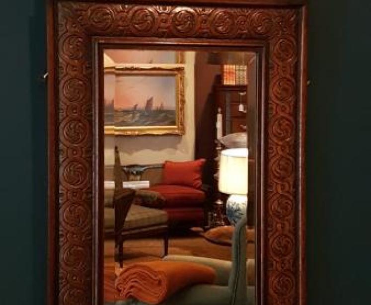 Victorian Carved Oak Mirror - Image 2