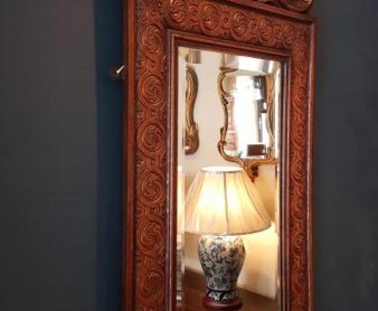 Victorian Carved Oak Mirror - Image 3