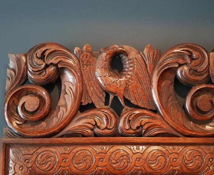 Victorian Carved Oak Mirror - Image 5